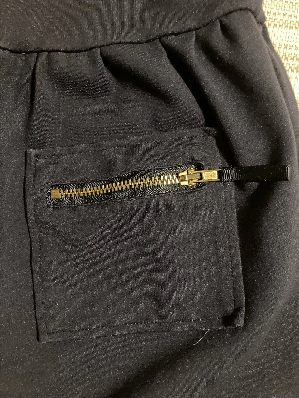 Girls Navy Sleeveless Pocket Dress with Gold Zippers